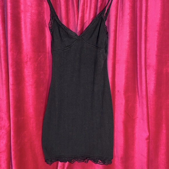 uo ribbed lace trim mini dress